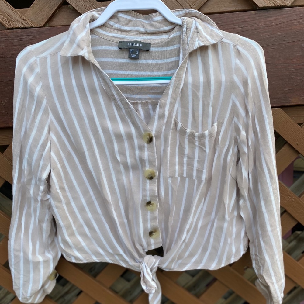 Striped Button-Down Crop Top
